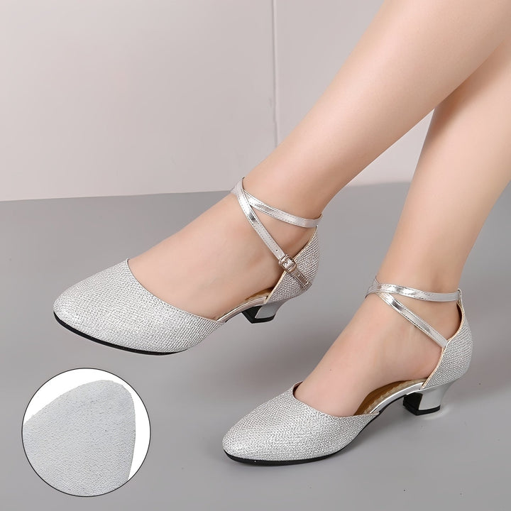 Piper Juniper Block-Heel Pumps – Silver