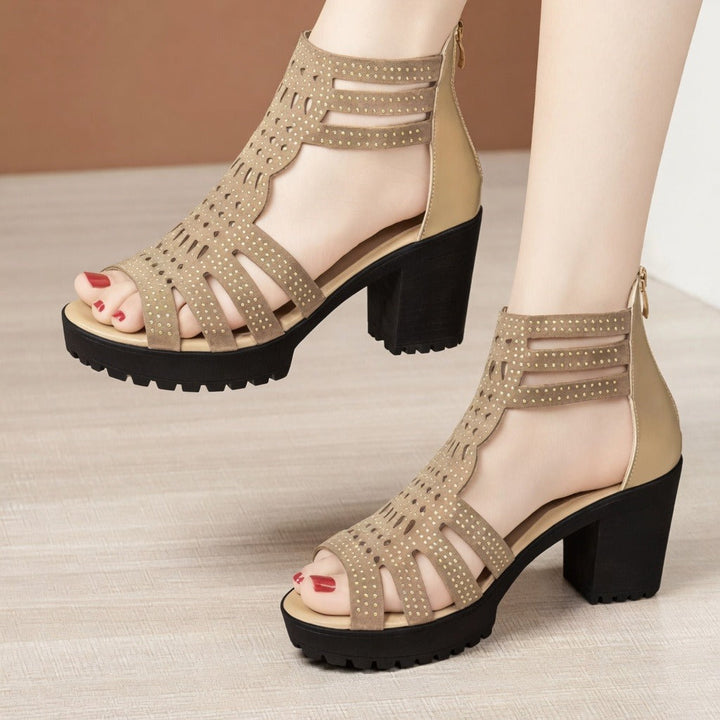 Teagan Cedar Heeled Sandals – Beige