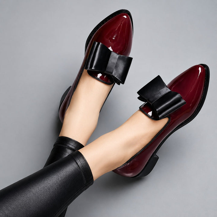 Shelby Willow Mary Jane Flats – Black/Burgundy