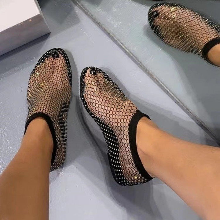 Bonnie Row Mesh Slip-On Flats by Modioza