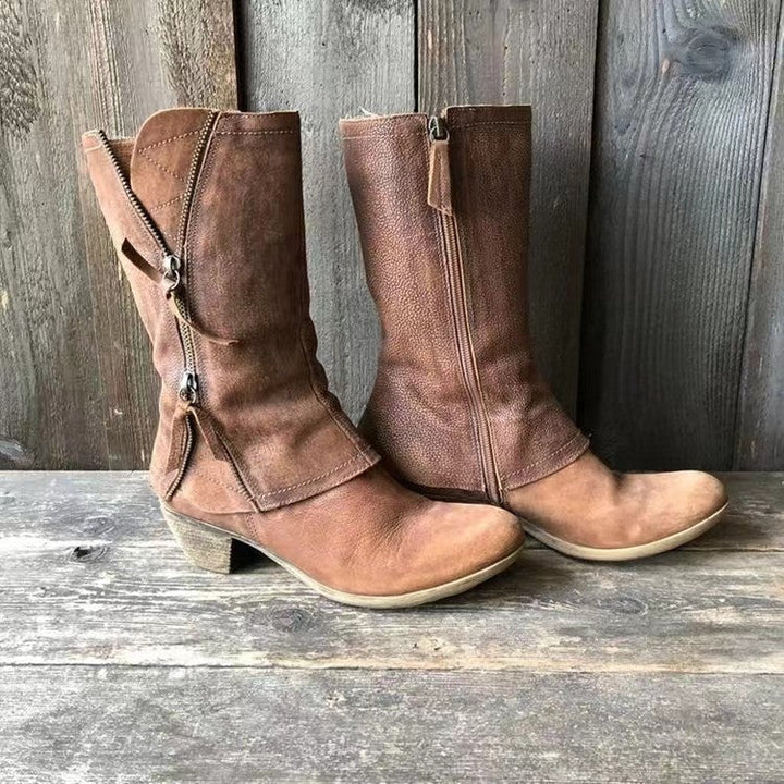 Frances Row Mid-Calf Boots by Modioza