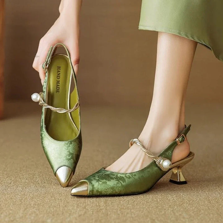 Hope Rose Kitten-Heel Pumps by Modioza