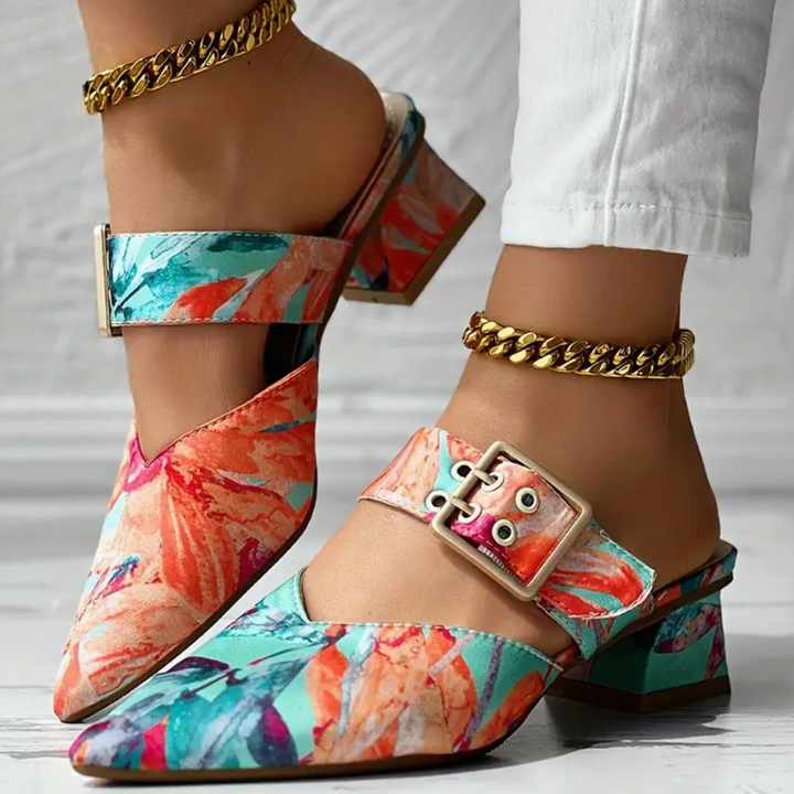 Isla Row Floral Slingback Pumps by Modioza