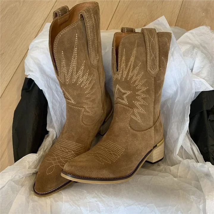 Everly Juniper Western Ankle Boots – Brown