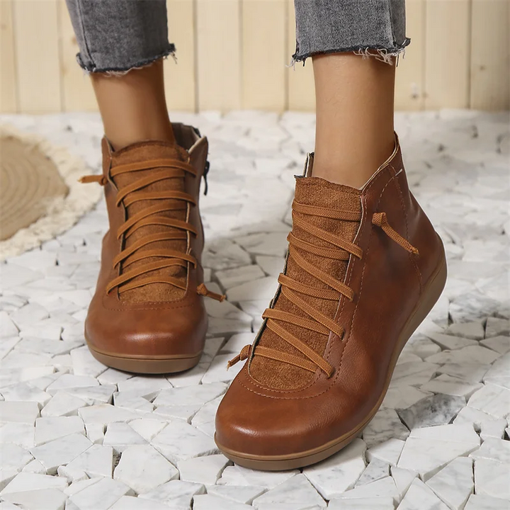 Georgia Juniper Lace-Up Ankle Boots – Brown