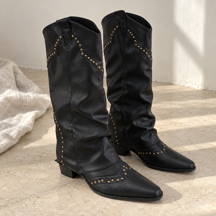 Kinsley Juniper Western Ankle Boots – Black