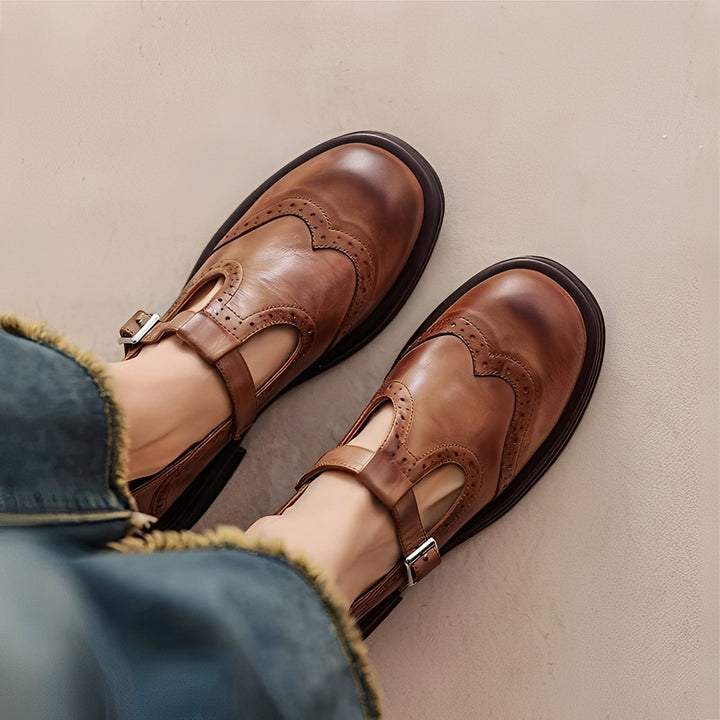 Brielle Aspen Monk Strap Shoes – Brown
