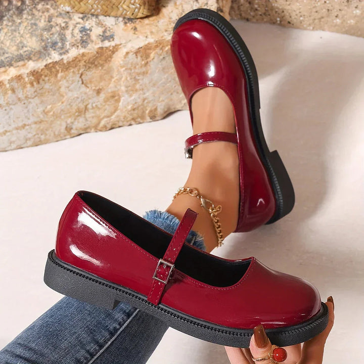 Claire Aspen Mary Jane Heels – Red